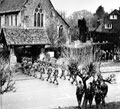 'B' Squadron detachment, 3rd County of London Yeomanry (Sharpshooters) at the funeral of 2nd Lieutenant Basil Stevens, Chiddingfold, Surrey, 1940