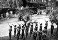 'B' Squadron detachment, 3rd County of London Yeomanry (Sharpshooters) at the funeral of 2nd Lieutenant Basil Stevens, Chiddingfold, Surrey, 1940