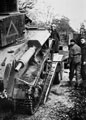 Light tank being loaded on to a transporter, 3rd County of London Yeomanry (Sharpshooters), Chiddingfold, Surrey, 1940