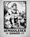 Menu card cover, 16th Middlesex Dinner, 1925