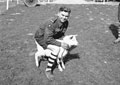 'The Nursery'. Peter Powell posing with goat, 3rd County of London Yeomanry (Sharpshooters), Surrey, 1941