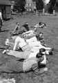 British soldiers watch a cricket match at Chiddingfold Green, Surrey, 1941