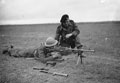'Clicker Smith' of the 3rd County of London Yeomanry (Sharpshooters) using a Bren gun, Westbury, Wiltshire, 1941
