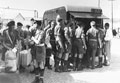 A NAAFI mobile refreshment van serving the Queen's Own Royal Irish Hussars, Penang, Malaya, 1962