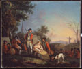 British infantrymen of a royal regiment in an encampment, 1760 (c)