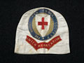 Embroidered textile, probably a tea cosy, commemorating the British Red Cross Society and Australian forces, 1918 (c)