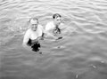 Off duty soldiers swimming, 3rd County of London Yeomanry (Sharpshooters), Wiltshire, 1941
