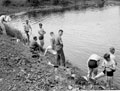 Soldiers bathing, 3rd County of London Yeomanry (Sharpshooters), Wiltshire, 1941