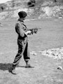Reggie Davies on the firing range, 3rd County of London Yeomanry (Sharpshooters), Westbury, 1941