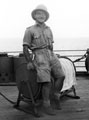 'Tony Troiano', tropical dress, 3rd County of London Yeomanry (Sharpshooters), on board HMT Orion en route to Egypt, 1941