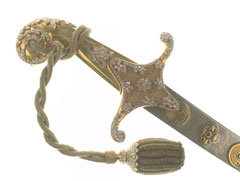 Mameluke sword presented to Lieutenant General Sir Garnet Wolseley, by His Highness Mehemet Tewfik, Khedive of Egypt, 1882