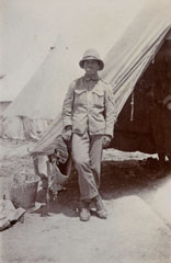 Sergeant Archibald Favell outside his tent in Malta, 1915