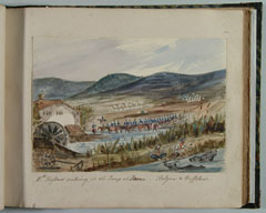 '11th Hussars watering at the camp at Devna, Bulgars & Buffaloes'