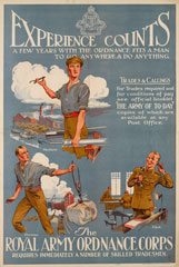 'Experience Counts', recruiting poster, Royal Army Ordnance Corps, 1927