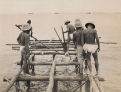 Japanese prisoners building the jetty on Rempang Island, 1945