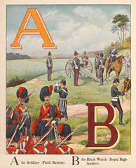 'A for Artillery (Field Battery)'; 'B for Black Watch (Royal Highlanders)', 1889