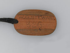 Identity tag belonging to Major William Stewart, Singapore Royal Engineers, when held prisoner in Japan, 1944