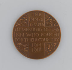 Regimental medal presented by the Inner Temple to its members who fought in World War One