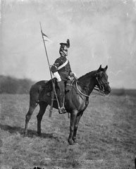 Corporal, 5th (Royal Irish) Lancers, glass negative, 1895 (c)