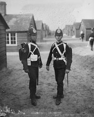 Glass negative, Bugler and Private, Medical Staff Corps, 1895 (c)