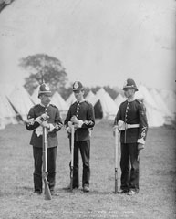 Sergeant and Privates, South Staffordshire Rifle Volunteers, glass negative, 1895 (c)