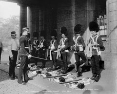 Kit Inspection, Coldstream Guards, glass negative, 1895 (c)