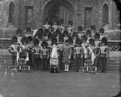 Drummers and Drum-Major, Coldstream Guards, glass negative, 1895 (c)