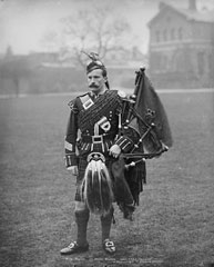 Pipe Major, 1st Battalion The Scots Guards, glass negative, 1895 (c)