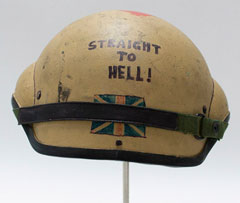 Helmet, combat vehicle crewman, 7th Armoured Brigade, Operation GRANBY, Gulf War, 1990-1991