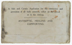Paper sachet of 'The Soldier's Trench Powder: For the destruction and prevention of body parasites', 1916 (c)