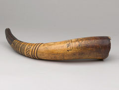 Scrimshaw powder horn, 1836 (c)