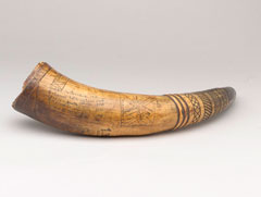 Scrimshaw powder horn, 1836 (c)