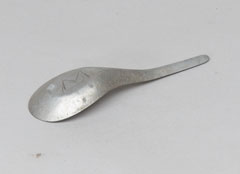 Metal spoon used by Private James Wood, 1st Battalion, The Gloucestershire Regiment, 1951 (c)