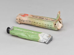 Chinese tube of toothpaste belonging to Private James Wood, 1st Battalion, The Gloucestershire Regiment, 1951 (c)