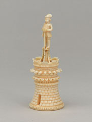 White rook, chess piece, India, 1820 (c)