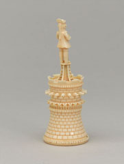 White rook, chess piece, India, 1820 (c)