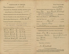 Army Form B2067 Character Certificate, 24 April 1918