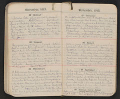 Gossamer pocket diary for 1915 of Sergeant Archibald J Favell, 2/2nd Battalion The Royal Fusiliers