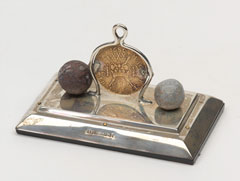 Paperweight incorporating finds from Wandiwash (1760) and Perambakkam (1780)