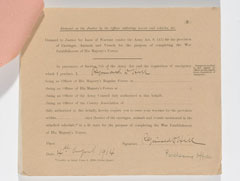 Horse and vehicle impressment order for requisition during emergency, 1914 (c)