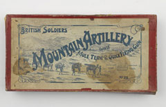 Box for model set, Mountain Artillery with Mule Team and Quick Firing Gun set, William Britain Limited, 1908