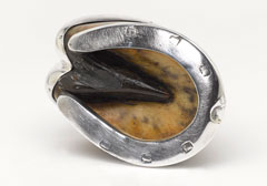 Silver inkwell made from the hoof of 'Anstey', the horse of Colonel Guy Hamilton Russell, Indian Army, 1934