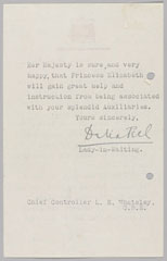 Letter from Lady Delia Peel to Mrs Leslie Whatele, Director and Chief Controller of the Auxiliary Territorial Service, 1945