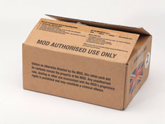 Cardboard box ration pack, menu two, 2013