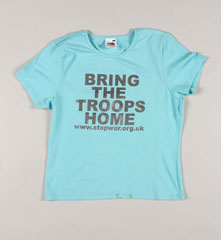 T-shirt printed with 'Bring the troops home' logo, 2006 (c)