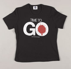T-shirt printed with 'time to go' logo, 2006 (c)