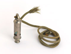 Whistle with khaki cord lanyard, 1916 (c)