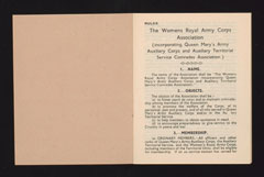 Women's Royal Army Corps Association rules and calendars of events 1973-1974