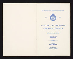 Menu from Queen Mary's Army Auxiliary Corps Old Comrades Dinner, 3 June 1967