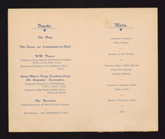 Queen Mary's Army Auxiliary Corps 9th Reunion Dinner menu, Harrods' Georgian Restaurant, 8 December 1928